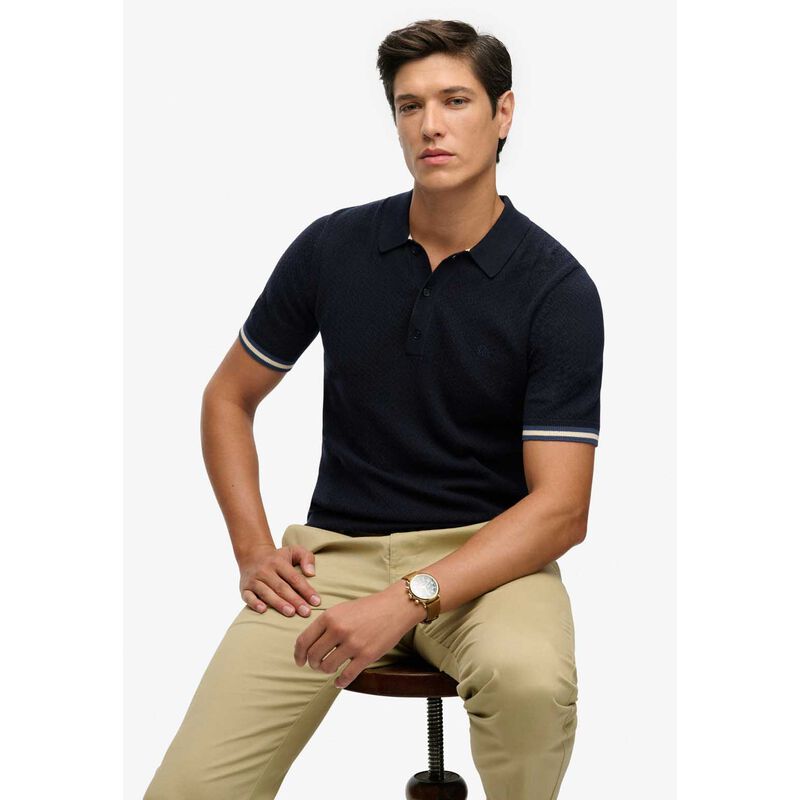 Superdry Knitted Texture Short Sleeve Polo image number 2